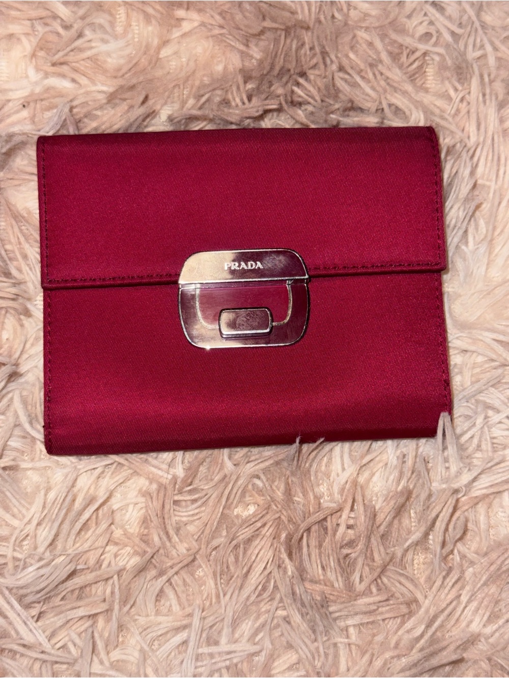Vintage Prada Burgundy Tessuto Nylon Compact Wallet - Picture 2 of 11